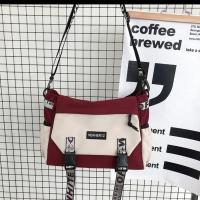 1018 红色普通版 [没有挂件] 斜挎包男日系潮牌大容量单肩包休闲学生帆布包斜跨背包工装邮差包