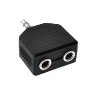 一公两母 双耳机方型[黑] 手机耳机二合一音频线一分二转接头耳机转接线吃鸡电脑耳麦音频线