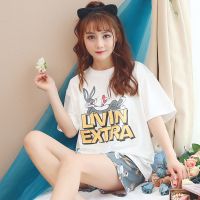 8018白兔八哥 M码[80-100斤] 睡衣女夏季韩版可爱卡通吊带背心薄款学生短裤套装家居服棉质夏天