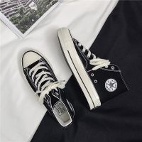 黑 厚底增高 37 港风1970s高帮帆布鞋子男韩版潮流增高鞋女学生板鞋百搭男鞋厚底