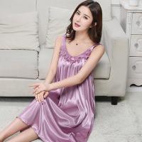 8008#吊带裙 浅紫 M:适合85-100斤穿着 冰丝睡衣女夏天吊带睡裙性感女士睡衣裙孕妇薄款连衣裙加肥加大码