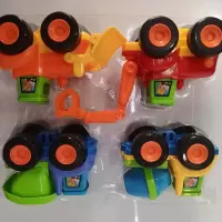 四只装拖拉机惯性工程车 3-6岁儿童益智惯性仿真工程车翻斗车吊臂车挖掘机渣土车拖拉机