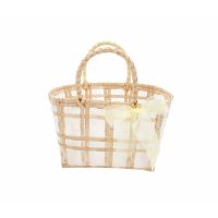 米色小号编织包(同色系雪纱丝带) 手工包编织女果冻包手提袋便当包沙滩野餐包饭盒袋田园伴手礼包