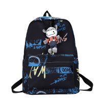 黑色(普通版) 单包+关注(收藏)店铺送小礼品 印花涂鸦书包男潮流韩版女学生ins双肩包初高中大学校园情侣背包