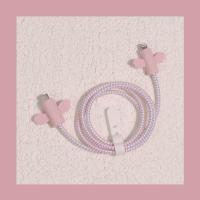 20W 粉云朵天使一套65# 可爱少女风~原创小熊~苹果12数据线保护套 11手机充电器头防折断