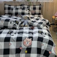 奶瓶熊Y 幼儿园三件套[被套110*150] 北欧风奶牛被套四件套黑白床上用品单人学生宿舍床单三件套