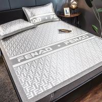 1200D冰丝席-派克灰 900*200cm绑带款 1200D冰丝凉席三件套夏季床笠款空调软席1.8单双人可水洗折叠