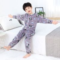 法兰绒中大童*企鹅灰 S码(适合身高90-115)2-4岁 中大童睡袋春秋冬款儿童防踢被男孩女宝宝法兰绒连体睡衣四季通用