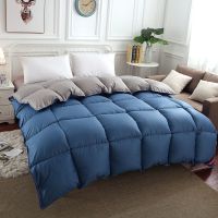 蓝+灰双拼色 150X200cm[4斤空调被] 羽绒被95白鹅绒冬被加厚保暖双人被芯单人宿舍被子冬天棉被秋冬被