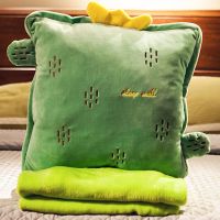 经典水果款仙人掌抱枕[可插手] 38*38厘米[无毯子] 办公室午睡神器多功能暖手抱枕毯子可插手被子两用靠垫车载三合一