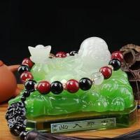 水晶底绿佛[小貔貅挂] 创意汽车摆件大号弥勒佛高档中控台香水座车内装饰品摆件男女