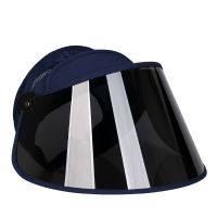 藏青色 防紫外线镜片 防紫外线加大遮阳帽女骑车防晒帽夏防晒面罩骑电动车遮脸太阳帽子