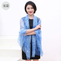 宝蓝 春秋薄款丝巾女百搭多功能海边超大沙滩巾夏防晒披肩长款纱巾围巾