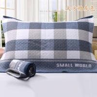 大方格灰色一对 家用卧室大枕巾加厚情侣对装四季忱巾吸汗枕头巾棉加厚