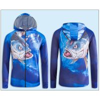 闪电蓝衣 M码 户外钓鱼服夏季男款防晒衣印花个性垂钓速干冰丝服海钓服矶钓服装