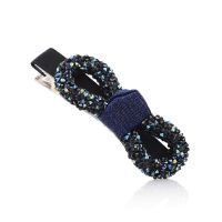 鸭嘴夹蓝色 蝴蝶结发夹发饰水钻边夹韩国发卡刘海夹压夹卡子夹子顶夹短发头饰