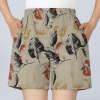 Z5005 XL(建议体重90-110斤) 妈妈短裤夏季薄款外穿大码中老年花裤子女中年夏装宽松棉麻五分裤