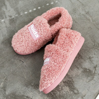 皮红 37/38(适合34-35脚) 情侣泰迪绒可爱毛绒包跟棉鞋女士防滑厚底保暖家用秋冬季居家鞋男