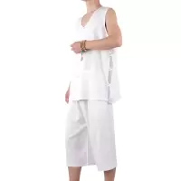 白色马褂套装-开叉 L码 凉爽唐装男士棉绸套装夏季无袖马甲马褂汗衫背心中老年爸爸装汉服