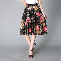 101 均码 中老年妈妈阔腿裤女夏季薄款高腰松紧腰中裤裙裤花色冰丝五分裤子