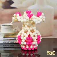 2号玫瑰花瓶-玫红材料包 半成品-需自制-联系客服领取视频教程 手工串珠diy材料包diy手工制作编织材料装饰品摆件客厅