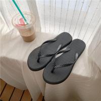 黑色 36 偏小1码 韩国编织带人字拖女时尚防滑平底百搭chic夹脚沙滩鞋ins潮