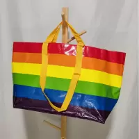 黄色手提 横向大号 大号防水覆膜手拎环保购物袋编织袋搬家袋子收纳行李储物袋彩虹袋