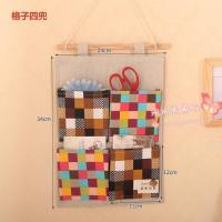 花色 花格子四兜 尺寸详情内 寝室布艺收纳挂袋门后悬挂收纳神器宿舍挂墙挂兜收纳袋可爱小布袋