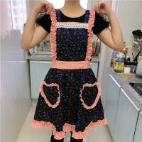 A款单个围裙 碎花花边套装围裙华女厨房防水油成人可爱花边套袖套装上班工作服