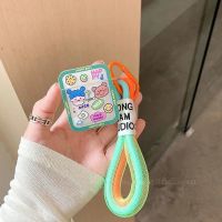 蓝发女孩+荧光短挂绳 airpods1/2代 日韩卡通涂鸦女孩3代挂绳airpods1/2代苹果无线蓝牙耳机套Pro情侣