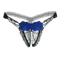 蓝色 均码 丁字裤女可插入开档按摩勒阴火辣免脱性感内裤女激情自插情器内衣