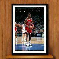 简约黑色框 20*30 2cm 独立 乔丹装饰画jordan海报创意礼物卧室篮球有框画NBA主题餐厅壁挂画