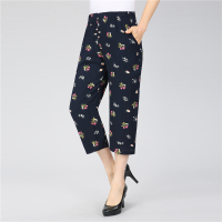 1号 XL 中老年女裤夏季薄款绵绸妈妈七分裤子宽松老人奶奶裤全棉裤松紧裤