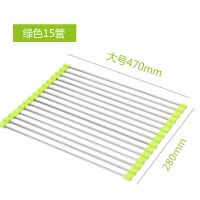 绿色-304不锈钢TPE 小号12管380mm 沥水架水槽碗架可折叠洗碗池放碗筷碗碟收纳架子厨房置物架沥水篮