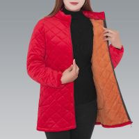 西瓜红立领(加厚款) M码建议100斤以内 加绒罩衣女短款外穿加厚洋气保暖防脏外套工作服棉袄中老年妈妈装