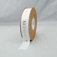 纯白(烫金丝带) 2.5CM*45米 鲜花装饰丝带烫金螺纹丝带鲜花礼物包装缎带彩带情人节花束包装带