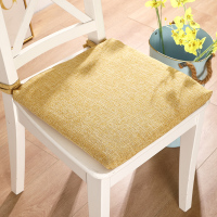 黄色 40X40cm 棉麻坐垫办公室久坐四季通用凳子垫椅子椅垫透气屁股垫绑带餐椅垫