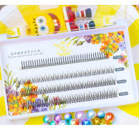 (送胶水/镊子)假睫毛女自然朵毛单簇嫁接A型仙女毛鱼尾混合