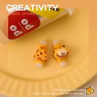 DIY 2个黄简易 加菲猫与芝士 适用苹果13数据线保护套原创iphone11充电器缠绕线防折断卡通童趣