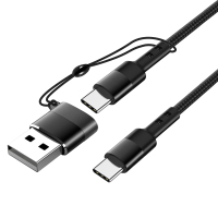 黑色-二合一线-双typec组合USB 0.3m 二合一双头Type c数据线充电器电脑USB转接头PD快充适用于苹果i