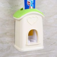 屋子 挤牙膏器[绿色] 免打孔创意卡通可爱洗漱套装儿童全自动挤牙膏器牙膏挤压器牙刷架