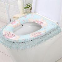 蕾丝拉链A款-蓝色 欧式蕾丝马桶坐垫家用防水坐便套夏季拉链马桶垫可爱马桶两件套装