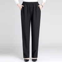 粗条纹 XL[建议80-110斤左右穿] 中老年女裤春秋加肥加大码妈妈裤子宽松直筒裤奶奶休闲长裤200斤