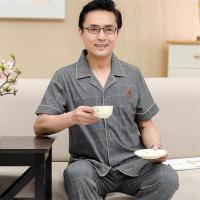 2135灰 XL[建议140-160斤] 中老年睡衣男士夏季棉质短袖长裤家居服男式爸爸薄款套装