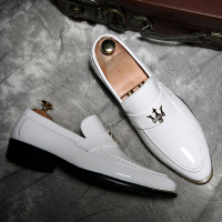 白色 38 韩版亮皮尖头小皮鞋英伦休闲鞋发型师男鞋白色潮夜店男士皮鞋影楼