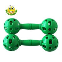 绿色多孔哑铃一对 更多 大号塑料有声哑铃儿童健身玩具幼儿园体操排练哑铃笑脸哑铃宝宝