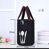 黑色 黑色-小号22*16 圆形保温饭盒袋手提大号保温桶袋子便当包加厚铝箔保暖保温袋圆筒