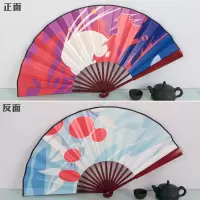 不知火扇子红柄(扇套) 中国风阴阳师折扇不知火扇子COSPLAY道具10寸绢布动漫二次元折扇