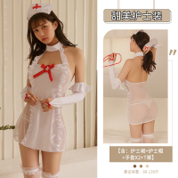 白色(护士帽+护士裙+手套*2+T裤)+模特袜 均码(建议体重80-130斤) 情趣内衣护士制服诱惑激情套装骚性感透视睡