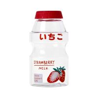 透明红色款 单杯 水杯ins高颜值杯子女生超萌防摔塑料杯背带小众奶茶杯养乐多可爱